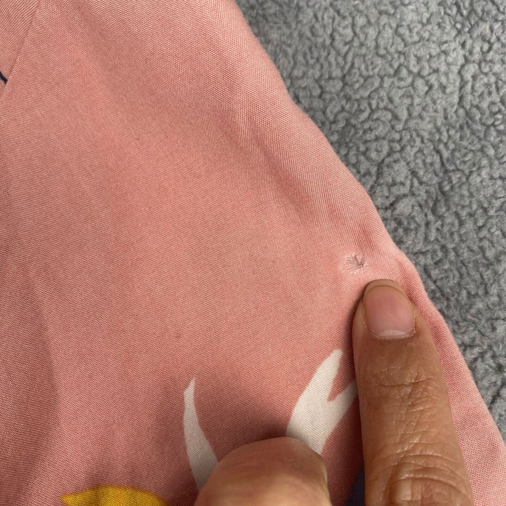 Old Navy Women's  Blush Pink Floral Blous‎ Large Long Sleeve Bow Neck Pleat - Picture 11 of 15